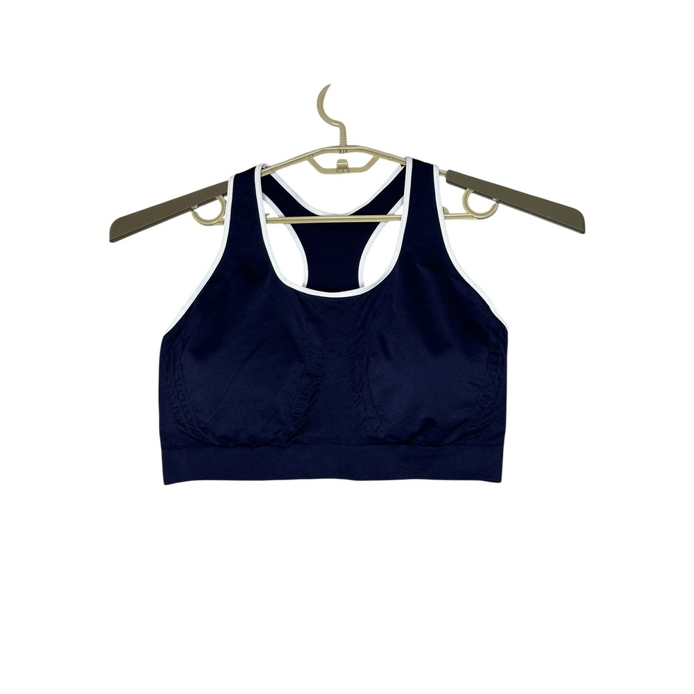 NWT Truekind Navy Blue Racerback Sports Bra White Trim 4XL Padded Seamless